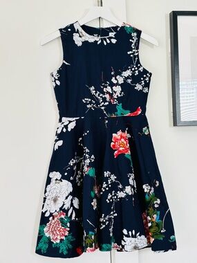 Kate Kasin girls' sleeveless fit and flare floral cotton dress size 11-12YO